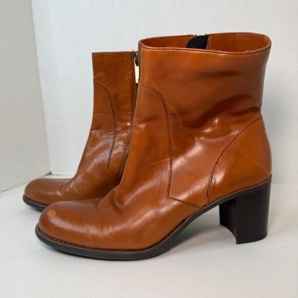Liz Claiborne Flex Manon Leather Ankle Zip Boots Brown Women's Size 7.5 - Picture 6 of 11